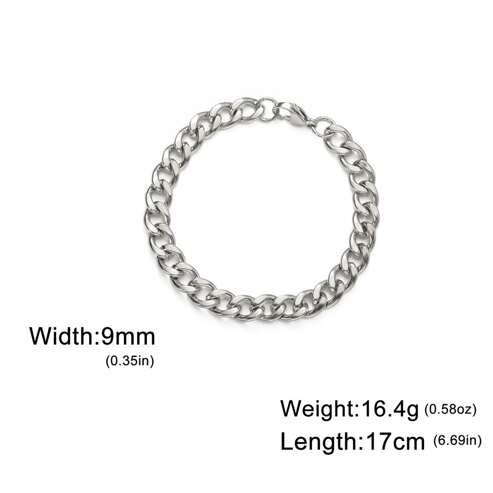 My Shape Mode kubanische Kette Männer Armband Edelstahl 3//9mm Breite Kette Armbänder Figaro Kette Junge Handgelenk Schmuck Paar