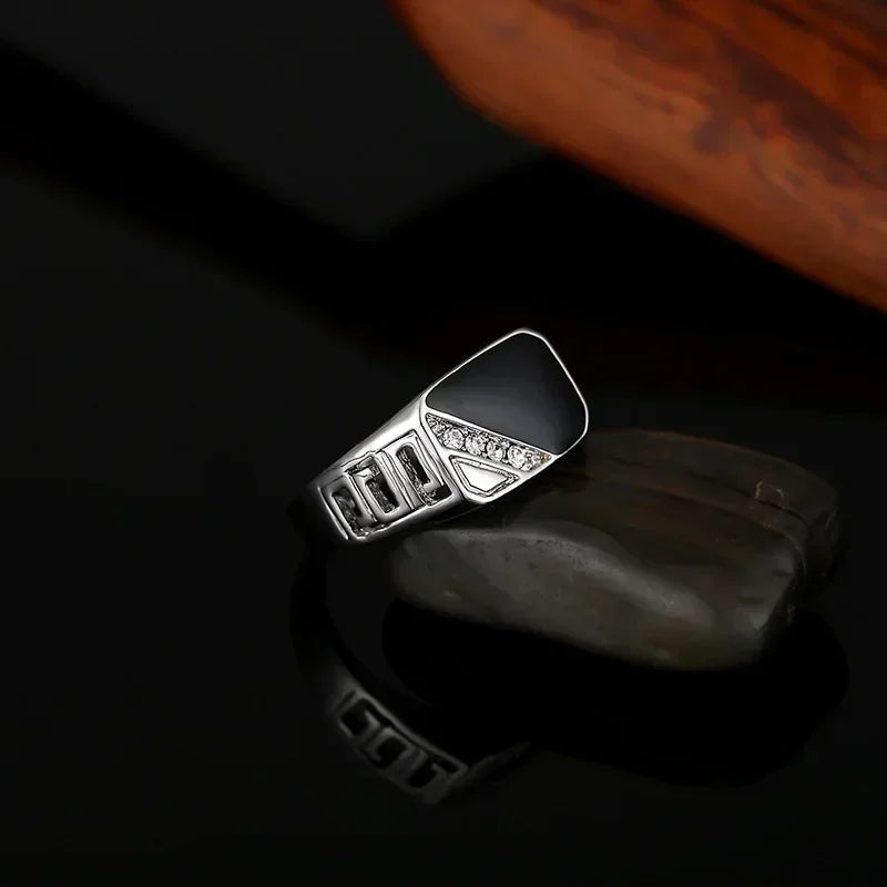 Klassische Größe 5-12 Männer Strass Ringe Modeschmuck Gold/Silber-Farbe Schwarz Emaille Männliche Finger Titan Edelstahl ring