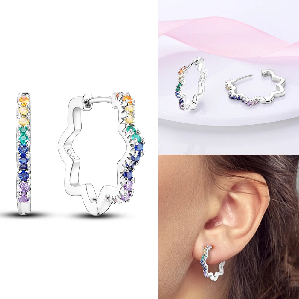 Schmetterlings-Ohrringe, Original 925er Silber, rosa Schleife, Herz, Zirkon, Stern, Blume, Ohrstecker, Damen, Schmuck, Geschenk, Liebe, Valentinstag-Set