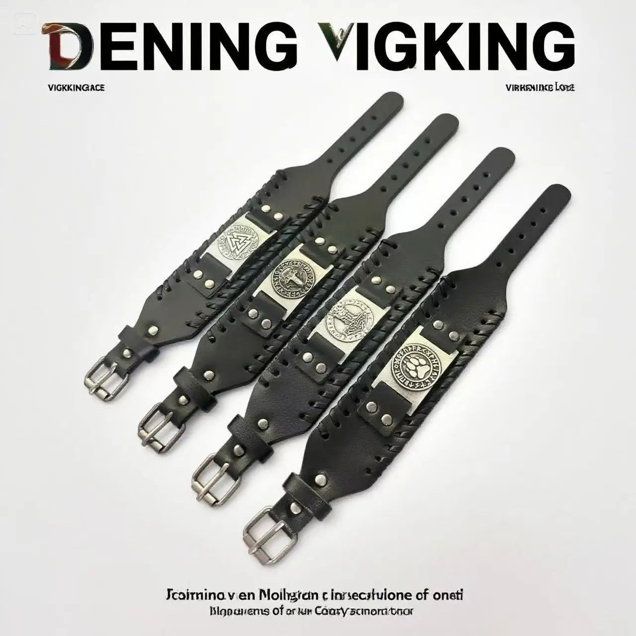 HNSP Viking Rune Schmuck Zubehör Wickelarmband aus Leder für Herren, verstellbare Größe