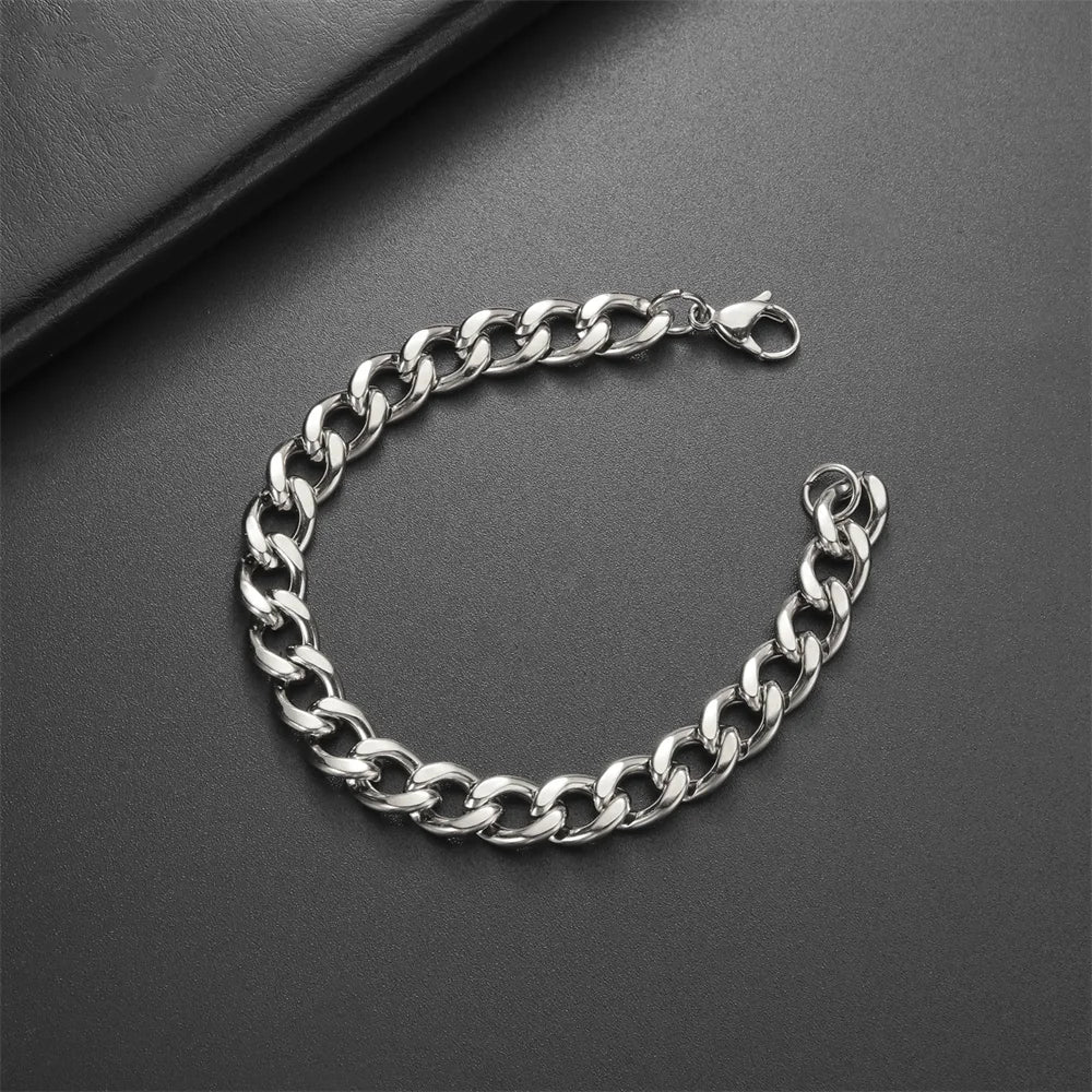 My Shape Mode kubanische Kette Männer Armband Edelstahl 3//9mm Breite Kette Armbänder Figaro Kette Junge Handgelenk Schmuck Paar