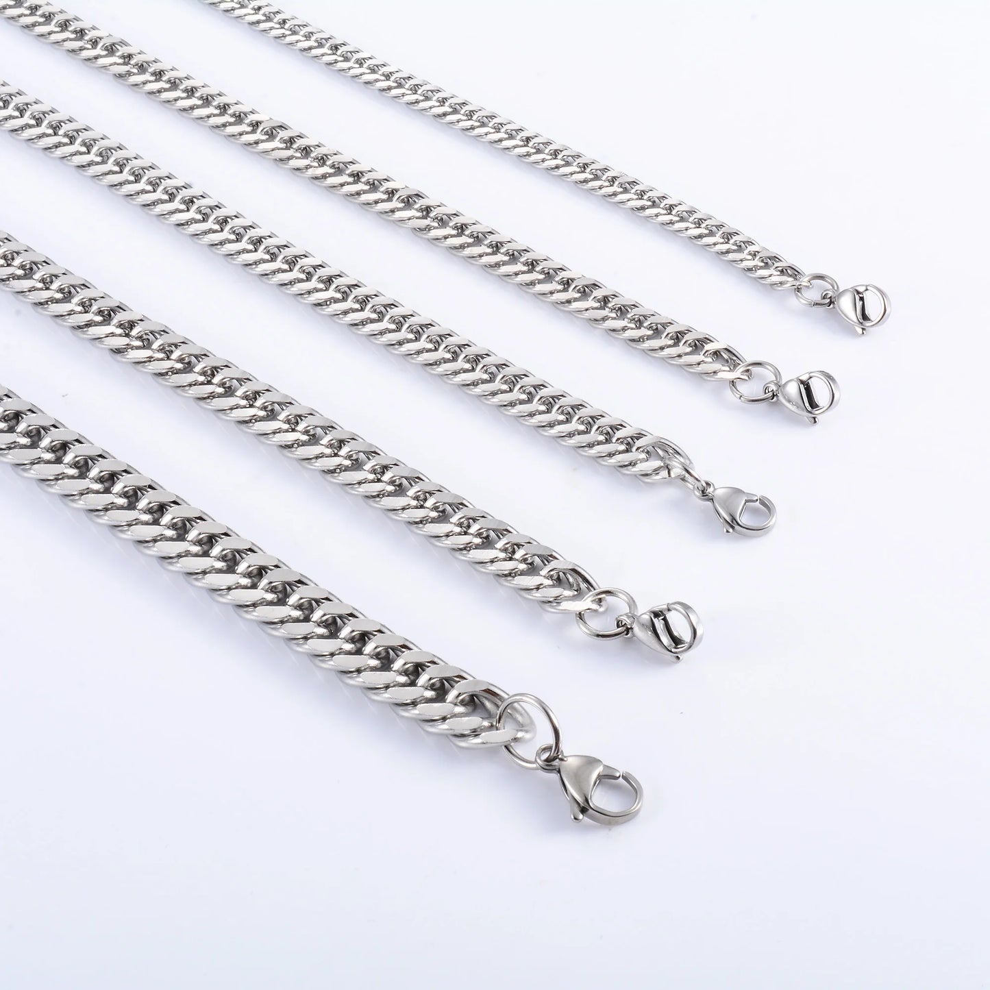 Herren Edelstahl Kubanische Panzerkette Link Armband für Punk Hiphop Junge Silber Farbe Armband Metall Schmuck Zubehör Geschenk
