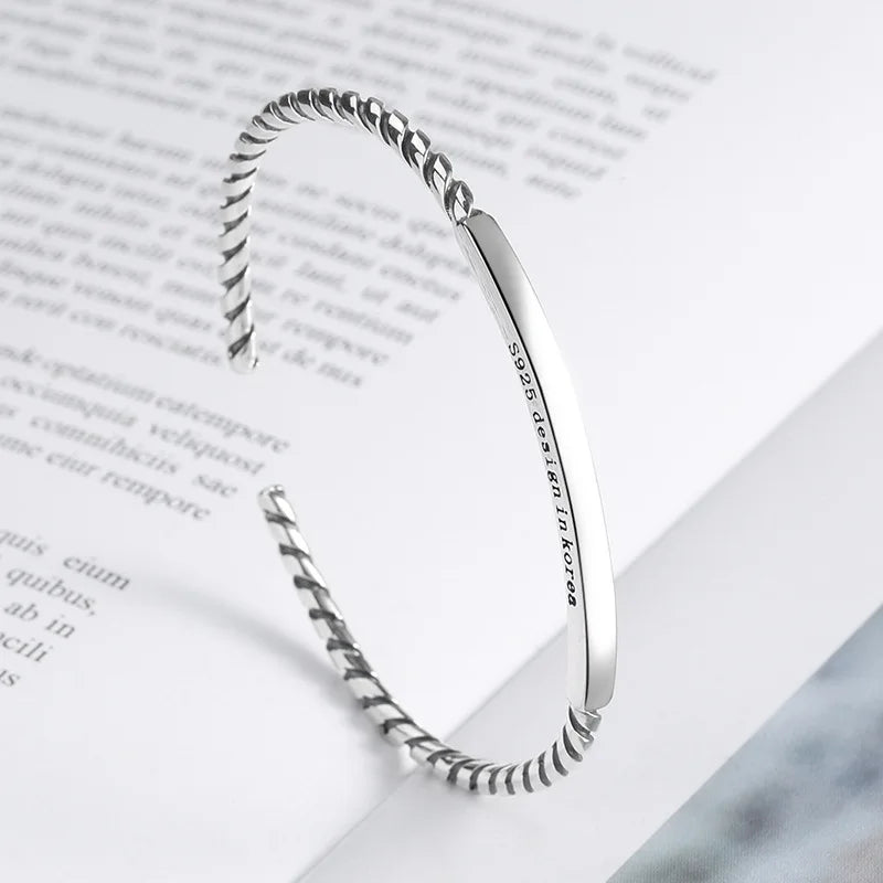 Silberfarbenes Feder-Manschettenarmband für Männer und Frauen, Vintage-verstellbares Armband, Armreif, Modeschmuck