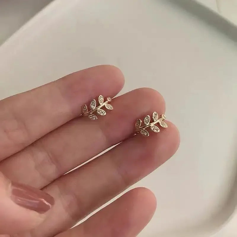 925 Sterling Silber Ohr manschette für Frauen Zirkon Clip auf Blatt Ohrringe Gold Ohr manschette ohne Piercing Ohrringe Schmuck