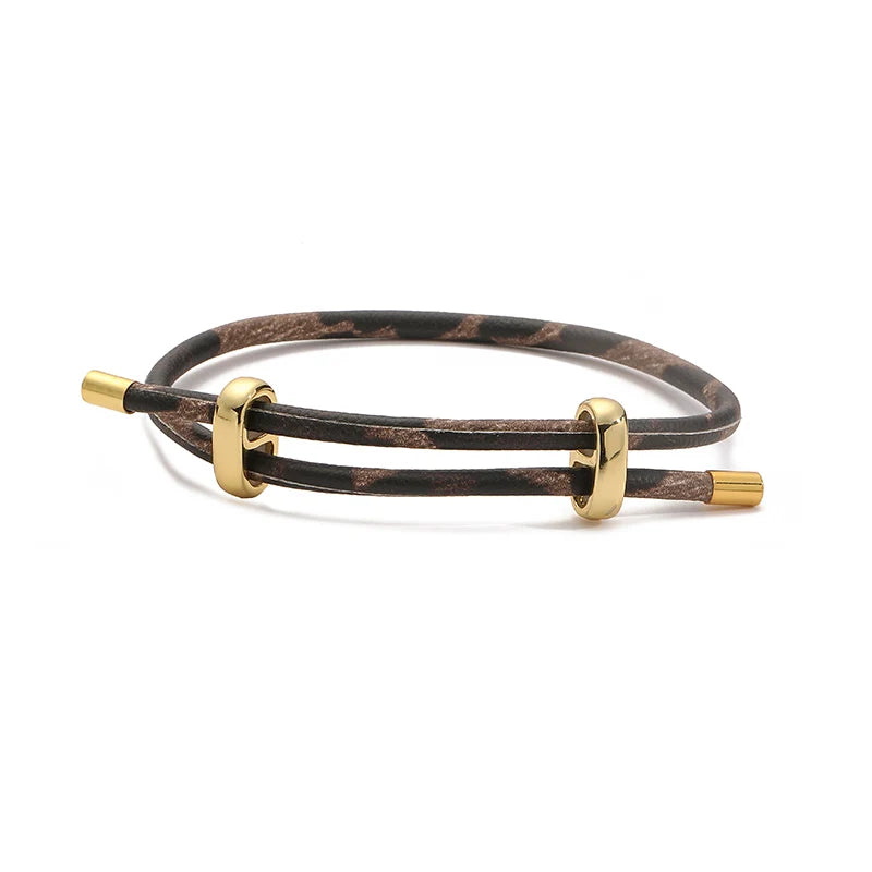 HECHENG, Rindruck, Schlangenmuster, Leopardenmuster, schlicht, modisch, PU-Leder, verstellbares Armband, Paarschmuck, 1-teilig