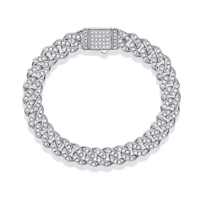 Hala D Farbe Voller Moissanit Echt S925 Sterling Silber Kubanisches Armband mit GRA Hiphop Kubanische Kette Edlen Schmuck Männer Frauen Geschenk