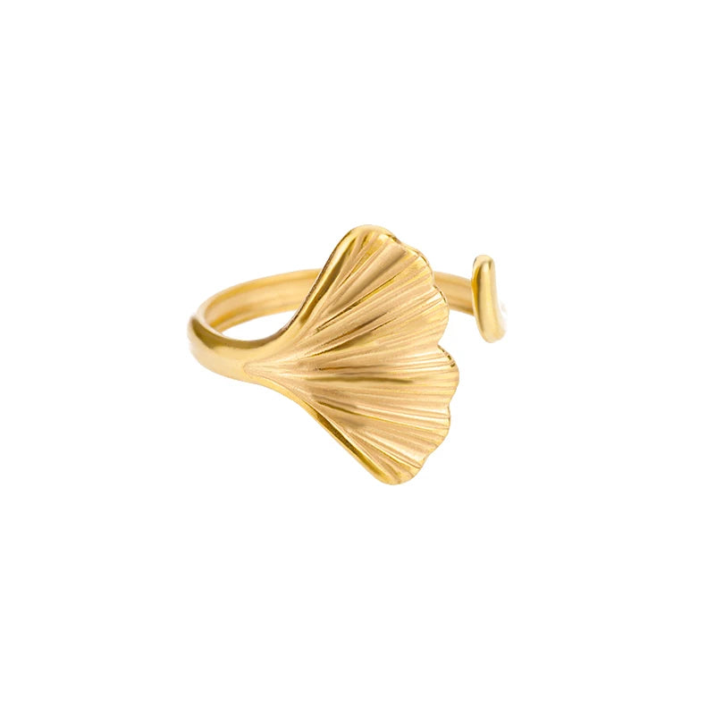 Minimalistische Textur Edelstahl Geometrische Ringe für Frauen Gold Farbe Öffnung Paar Ring Ästhetische Hochzeit Weihnachten Schmuck