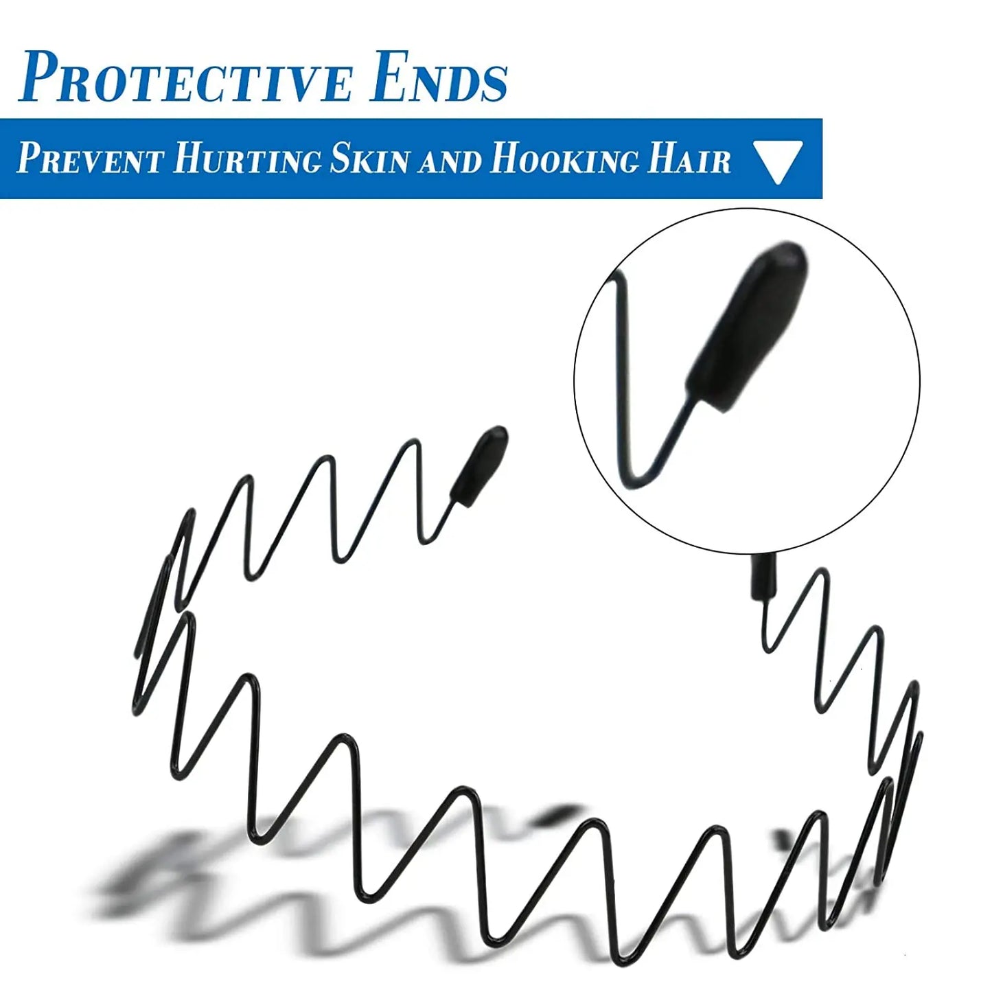Unisex Schwarz Elastisch Rutschfest Einfache Metall Stirnbänder Für Männer Frauen Welliges Haarband Frühling Haar Hoop Mode Haar Zubehör