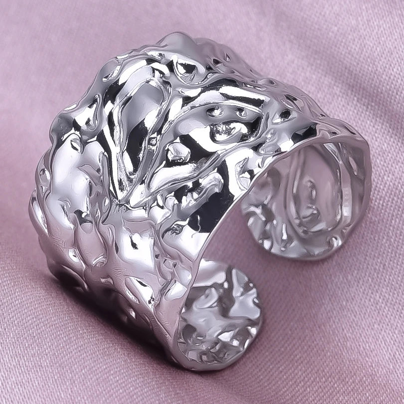 1/2/3 stücke mischen Farbe klobigen breiten Ring offene Edelstahl ringe für Frauen Männer Accessoires unregelmäßige Oberfläche kpop Modeschmuck