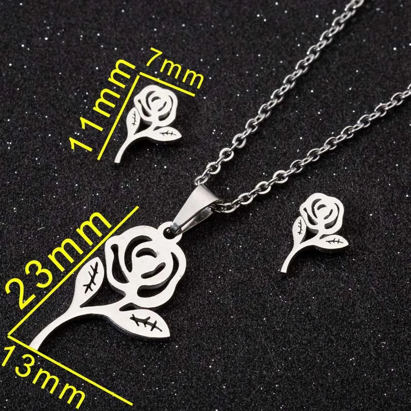 Set Schmuck Edelstahl Frau Boho Vintage Monstera Blätter Blume Pflanze Diy Anhänger Charms Ohrringe Und Halskette Set