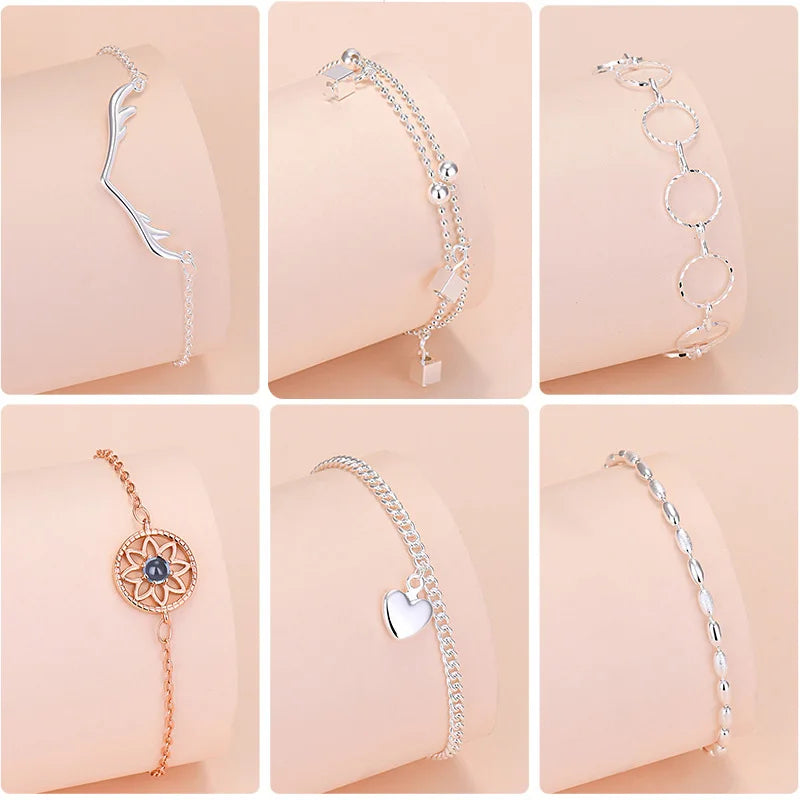 Charm-Armband aus 925er-Sterlingsilber mit Glücksperlen für Damen, Kette, runde Armreifen, modischer Luxus-Qualitätsschmuck, Weihnachtsaccessoires