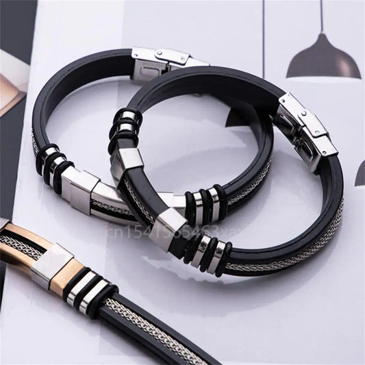 Edelstahl Armband Männer schwarz Armband Armreifen Schmuck Zubehör Geschenk Armbänder Frauen lässig Punk Armband Armreif