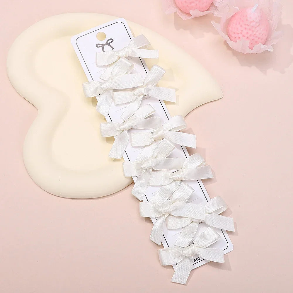 5/6/8/10Pcs Kinder Süße Einfarbig Mini Bowknot Mit Haar Clip Baby Mädchen Ballett Stil band Geflochtene Haar Zubehör Großhandel