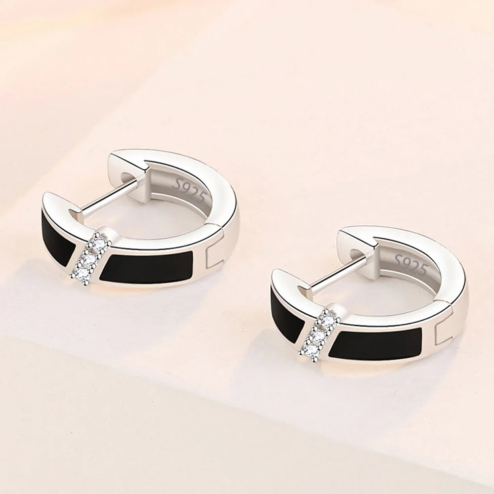 Hochwertige 925 Sterling Silber Ohrringe Luxus 10 mm Kreis Zirkon Creolen für Mädchen Frau Hochzeit Schmuck Geschenke