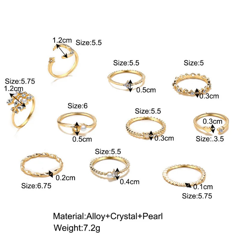 Boho Gold Farbe Herz Ringe Set Für Frauen Vintage Geometrische Kreuz Perle Schmetterling Finger Ringe Weibliche Trendy Schmuck Geschenk