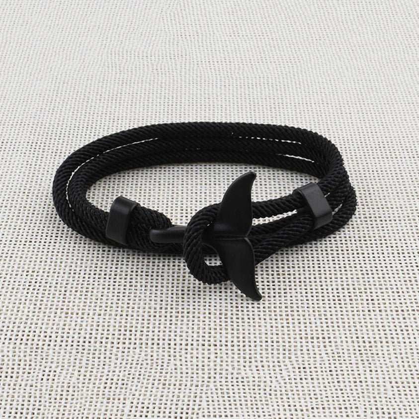 Männlich Multilayer 4mm Milan Seil Viking Armband Charme Whale Tail Armbänder Für Männer Armband Trendy Ozean Tier Fischschwanz schmuck