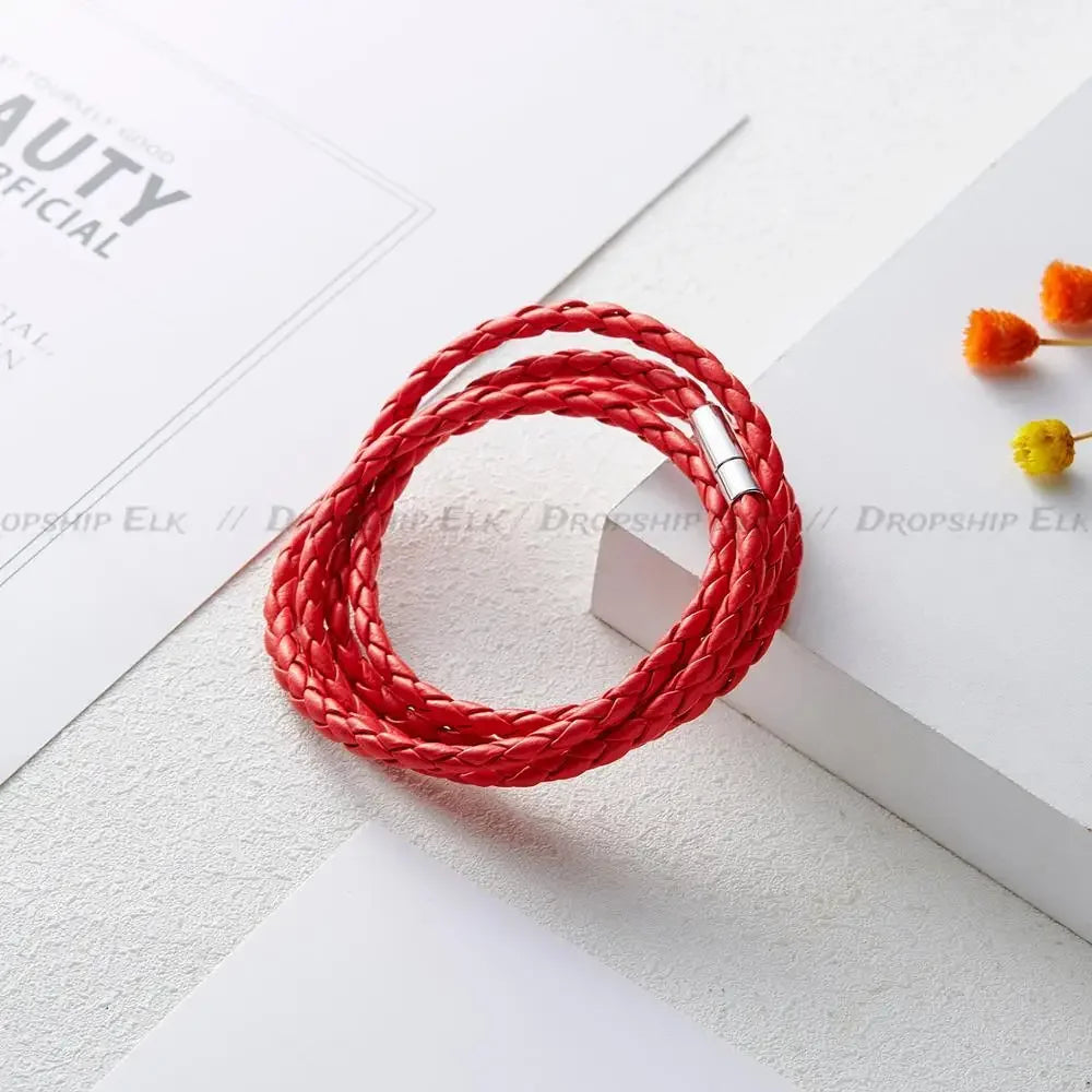 Mehr schicht ige Leder armbänder Frauen Männer Punk Armband Geflecht Armreifen hand gefertigte Seil wickel Armbänder Geburtstags feier Glücks geschenk