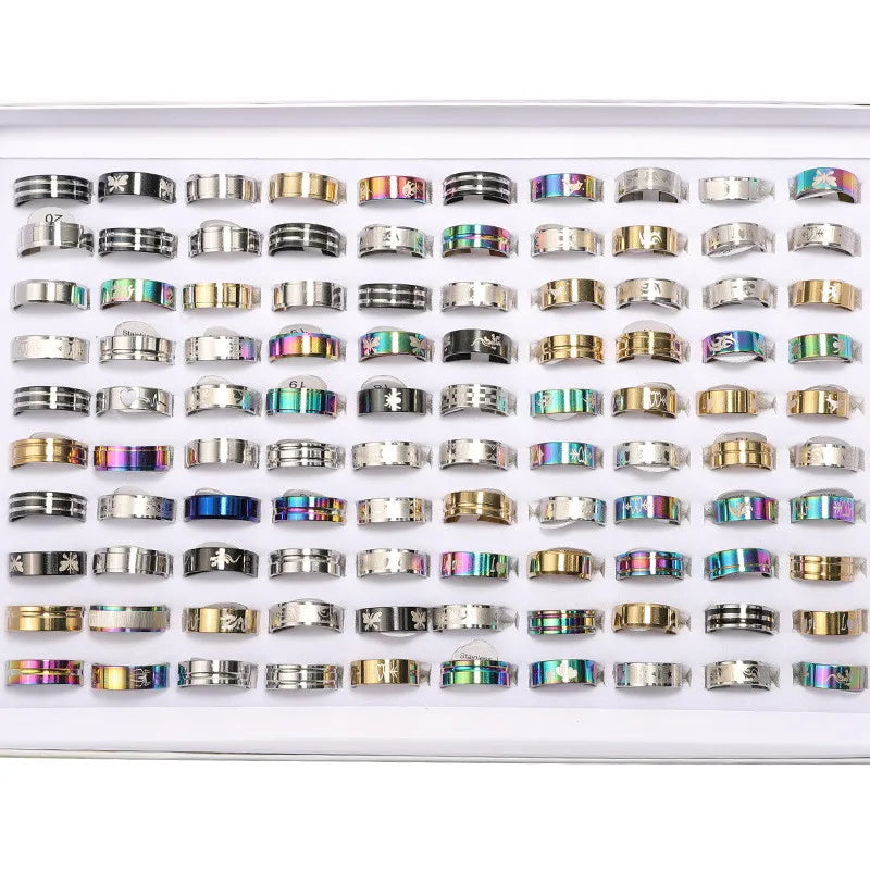 Trendy 10 Teile/paket Trendy Bunte Titan Stahl Ringe für Männer Frauen Titan Finger Ring Hochzeit Party Geschenk Schmuck Großhandel