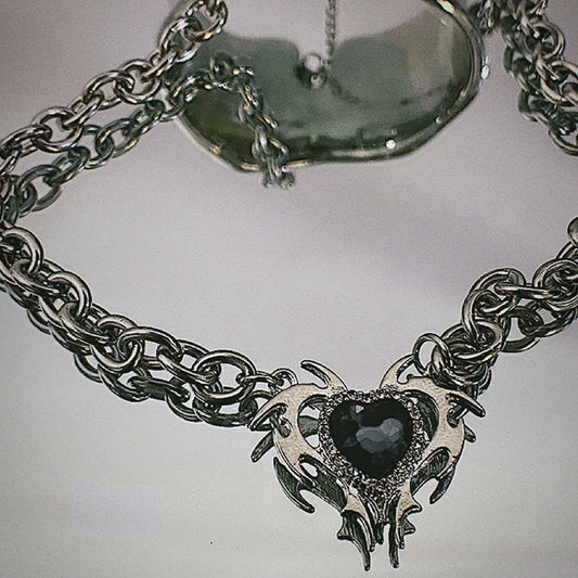 Punk Schmuck Dorn Stern Kristall Herz Halskette Koreanische Mode DIY Goth Anhänger Halskette für Frauen Egirl Zubehör Grunge Rock