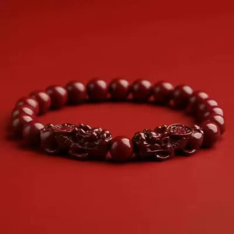 Natürliches Zinnober-Pixiu-Armband, viel Glück, Reichtumsschutz, sicheres Perlenarmband, Transferperlenschmuck, Paar-Geschenke Yng