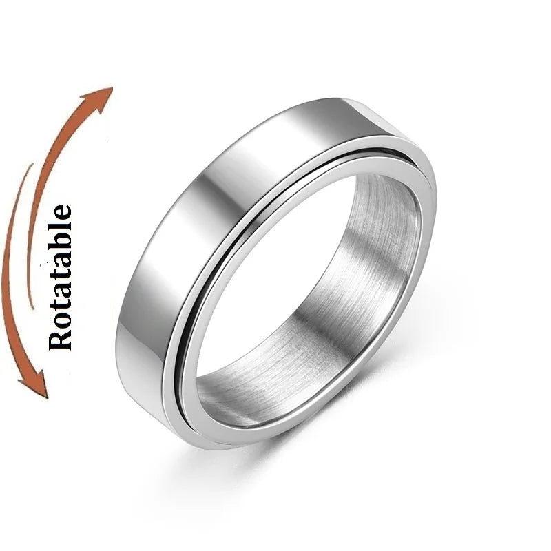 Kristall Angst Relief Spinning Ring Für Paare Edelstahl Frei Drehen Fidget Spinner Metall Ringe Anillo Antiestres