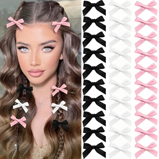 5-24Pcs Y2k Mädchen Bögen Mini Haar Clips Metall Haarnadel Kopfbedeckung Haarspange Handgemachte Band Bogen Pony Clip Mode haar Zubehör