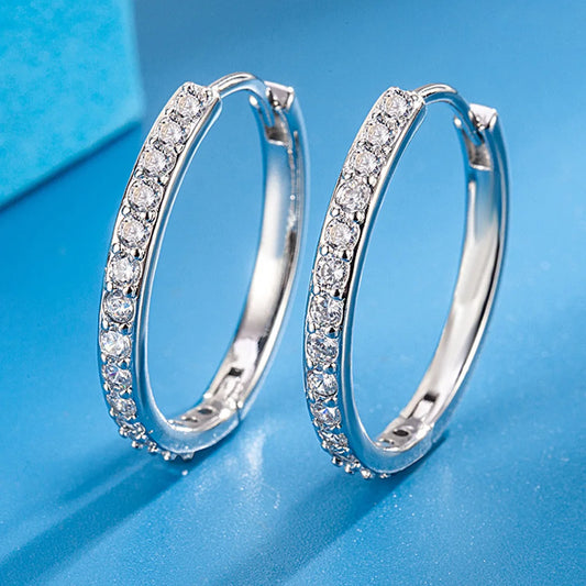 925 Sterling Silber 8/12/16/20 MM Zirkon Creolen Für Frauen Hochzeit Verlobung Luxus Schmuck Zubehör geld 925