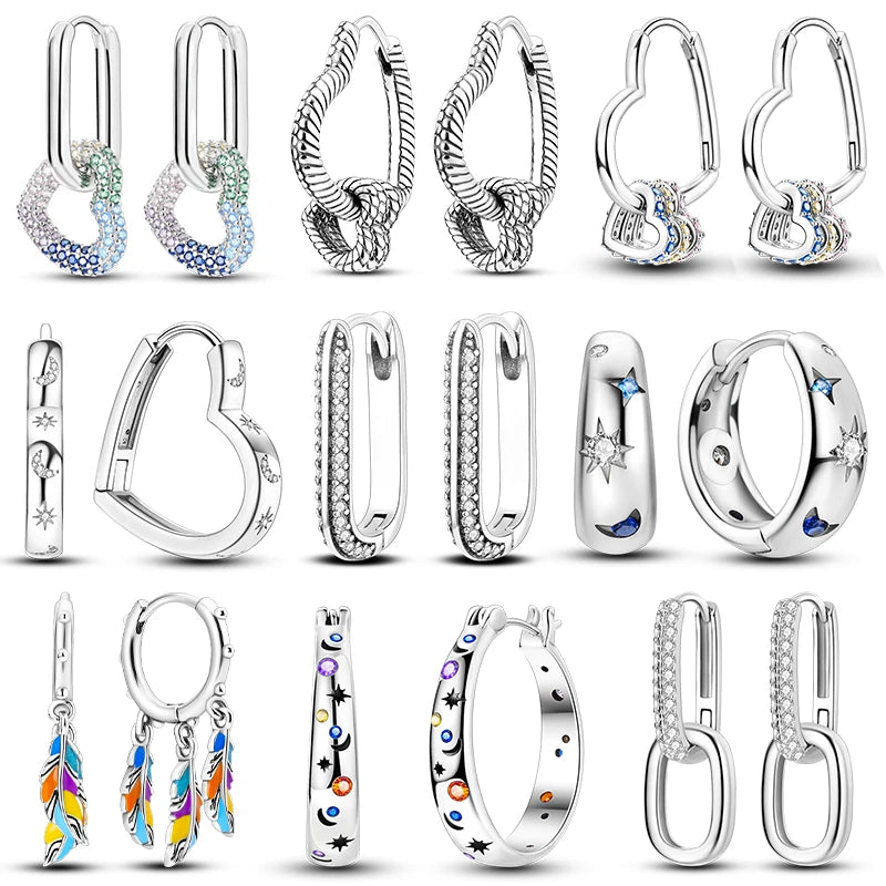 Creolen aus 925er Silber für Damen, Pendientes, Mond, Sonne, Original-Ohrringe, Modeschmuck