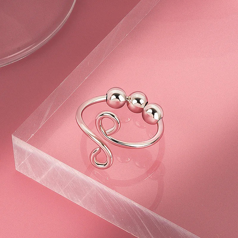 Stress Relief Runde Perlen Knuckle Ringe Für Frauen Frei Drehen Rotierenden Angst Fidget Spinner Twisted Ring Anillos Ajustables
