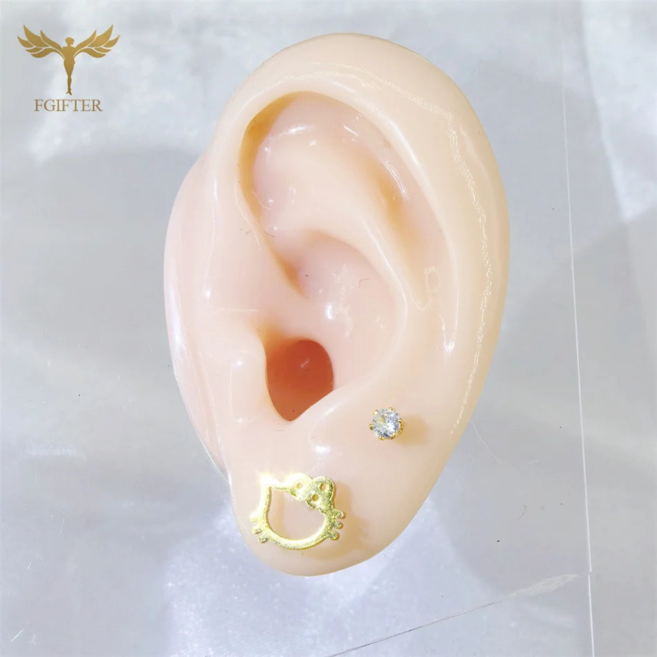 6-teiliges Ohrstecker-Set aus chirurgischem Edelstahl, niedlicher Haustier, Hund, Katze, Tier, goldener Schmuck, Damen- und Mädchen-Accessoires, Geschenk mit Box