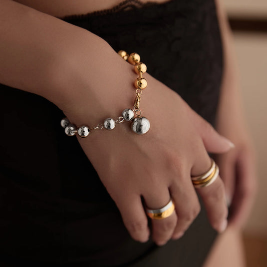 DASEIN 2025 Neue 18 k Gold Überzogene Französisch Gothic Ball Perlen Armband Edelstahl Hohe Qualität Vintage Punk Frauen Männer schmuck
