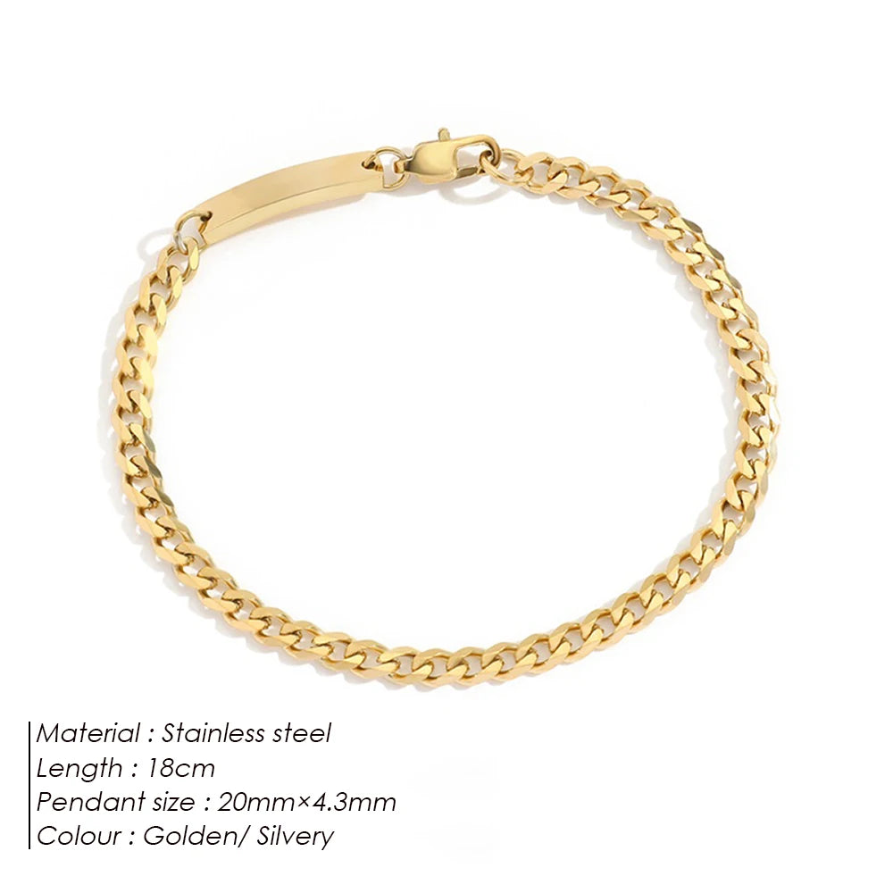 eManco kubanisches Kettenarmband aus Edelstahl, vergoldete Herren- und Damenarmbänder, Modeschmuck, 48-Stunden-Versand
