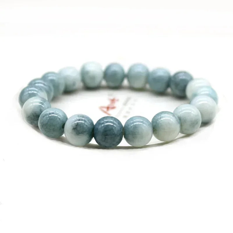 Natürliches rosa/buntes Kristall-/Porzellan-Armband mit Eis-Rissmuster und gemusterten Perlen, einzelner Kreis, glücklicher Heilstein, Schmuck, Geschenk