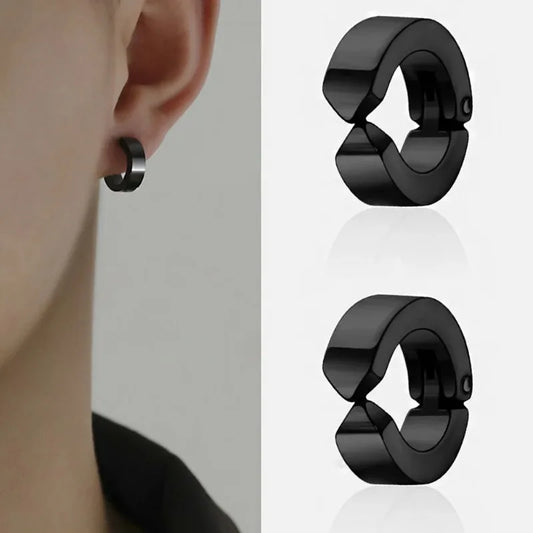 2 Stück Punk Non Piercing Clip Ohrringe für Mann Frau, Titan Stahl Ohrstecker Teenager Hip Hop Stil Ohrring Schmuck Zubehör