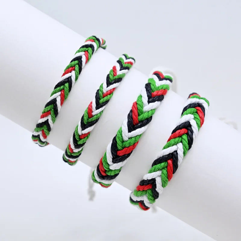 Geometrisches gepunktetes Palästina-Armband für Männer und Frauen, mehrfarbiges Handgeflecht, arabischer Stil, Gaza-Flagge, Schmuckzubehör
