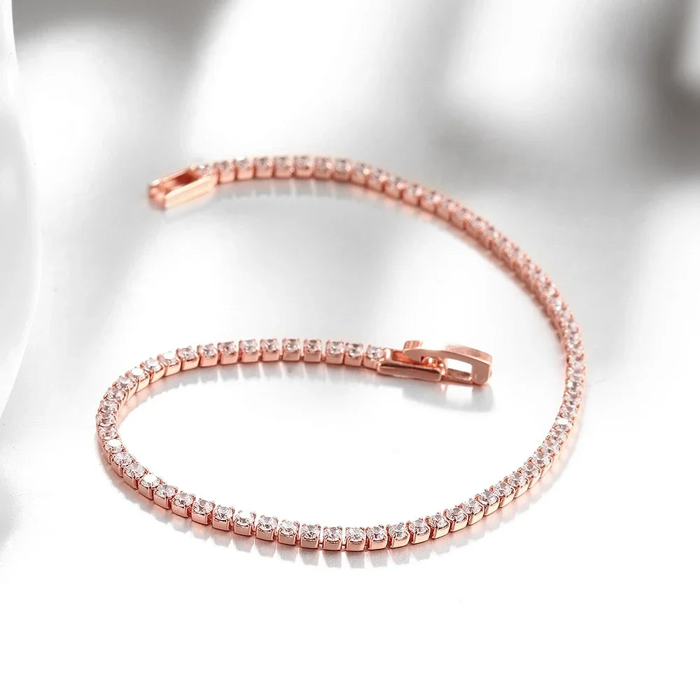 Sterling 925 Silber Schmuck 16 cm bis 19 cm Tennisarmband 2 mm Zirkonia Jubiläumsgeschenk Echtes Sterling Silber Armband