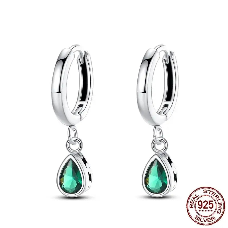 Leuchtende Muschel-Ohrringe für Damen, Original-Ohrringe aus 925er-Sterlingsilber, Pavé-CZ-Stern, Mond, Creolen, Verlobung, Hochzeit, Schmuck