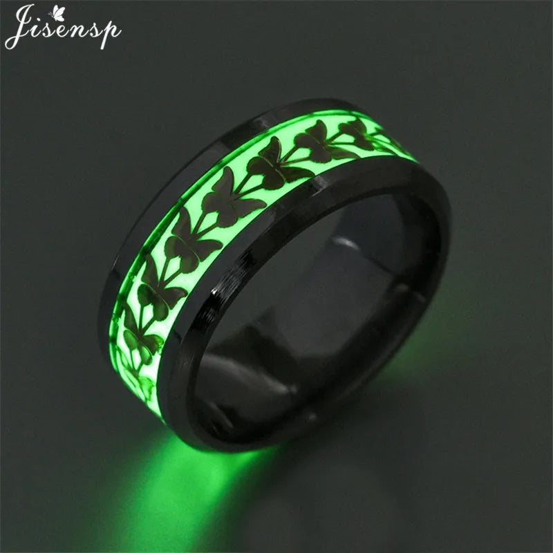 2025, Edelstahl, leuchtend im Dunkeln, Herz-Fingerringe für Männer und Frauen, Punk-Musik, Drache, leuchtender Ring, Paarschmuck, Anel