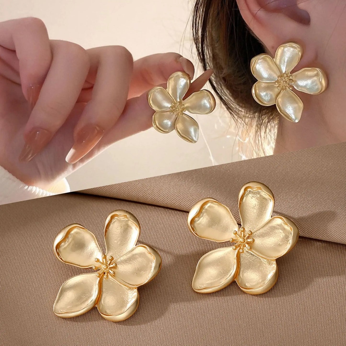 Gold Farbe Matte Textur Metall Blume Retro Schmuck-set Halskette/Ohrringe/Ring für Frauen Mädchen Fashion Party Schmuck geschenke Sets