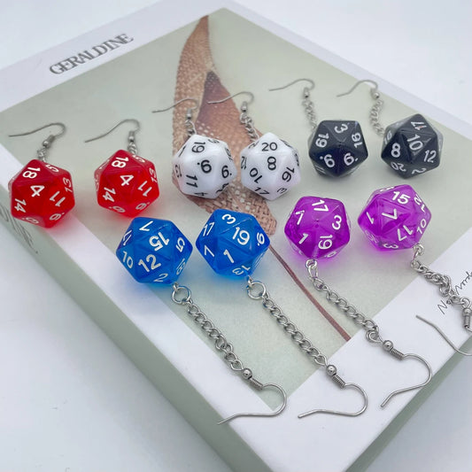 DnD D20 Harz Würfel Ohrringe für Frauen Candy Farbe Geometrische Lange Quaste Ohrring Weibliche Mädchen Partei Schmuck Geschenke