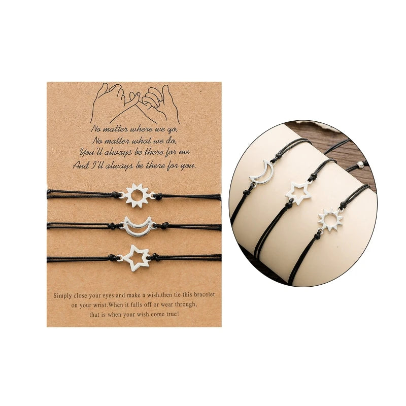3 teile/los Freundschaft karte Armbänder Langstrecken beziehung versprechen Armband Party Geburtstags geschenk für beste Freunde Schwestern
