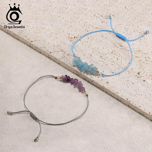 ORSA JEWELS Unregelmäßiges Naturstein-Armband, 100 % 925er Sterlingsilber, Kette für Frauen, heilender handgefertigter Armbandschmuck GMB53