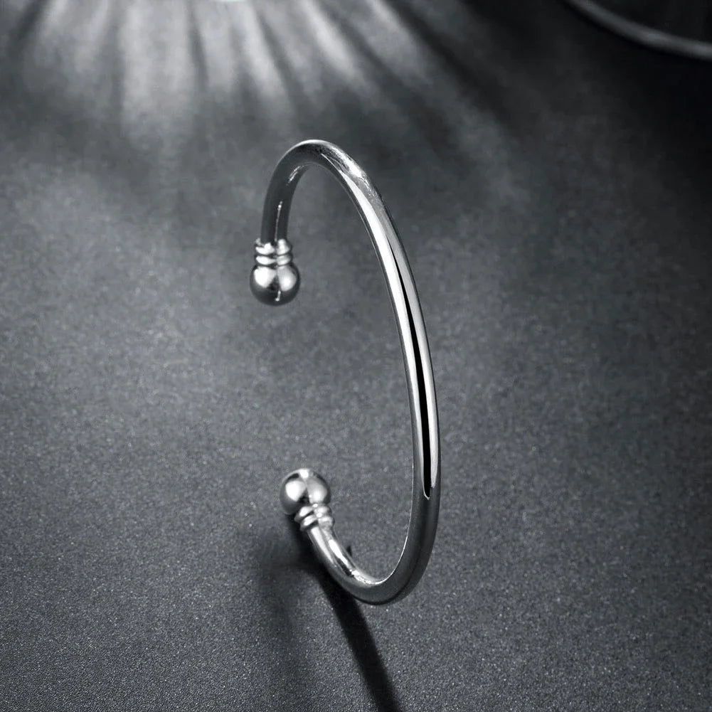 Heiße 925 Sterling Silber Manschette Armbänder für Frauen einfache elegante Armreifen Mode Hochzeits feier Schmuck Weihnachts geschenke