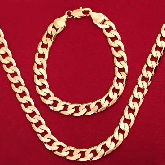 925 Sterling Silber 18 Karat vergoldet 8 mm Geometrie Kette Armbänder Halskette für Damen Herren Mode Luxus Designer Schmuckset