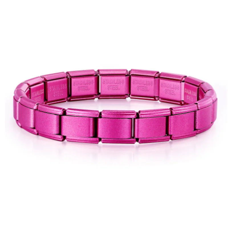 Neue frauen männer Schmuck DIY 9MM Breite Italienische Elastische Charme Armband Einfarbig Edelstahl Mode Armreif