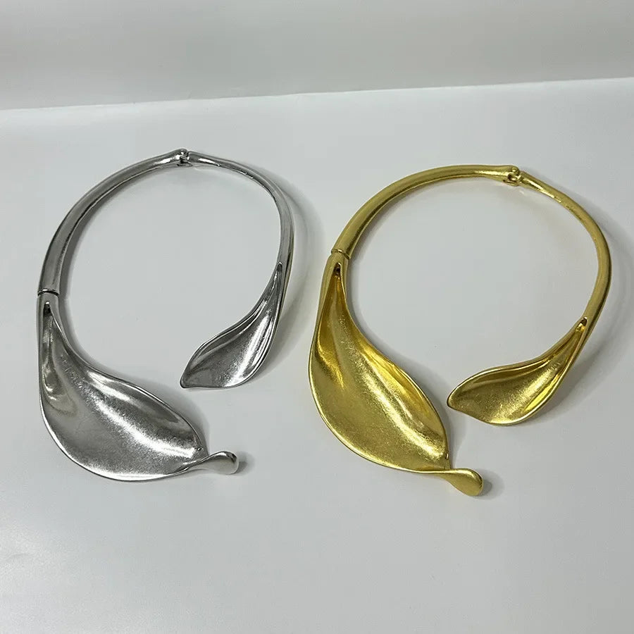 Za Sommer Neue Ankunft Europäische Nicheuniquegold Blatt Blume Halskette Übertrieben Trendy High-end-Gefühl Offene Halskette
