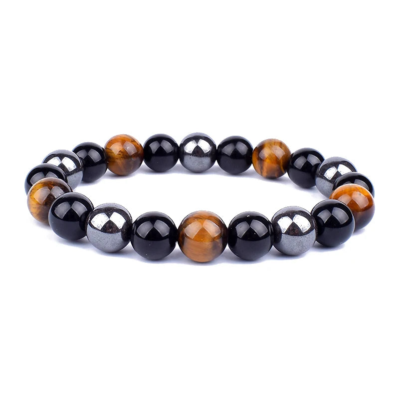 Natürliche schwarze Obsidian Hämatit Tigerauge Perlen Armbänder Männer für magnetische Gesundheitsschutz Frauen Soul Schmuck Pulsera Hombre