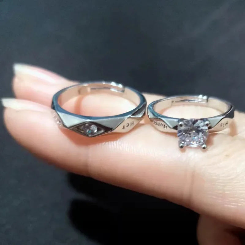 Luxuriöser, trendiger Paar-Pledge-Liebes-Token-Ring mit Buchstaben, Seine Königin und ihr König, gravierter Ehering für Damen und Herren, Fingerringe