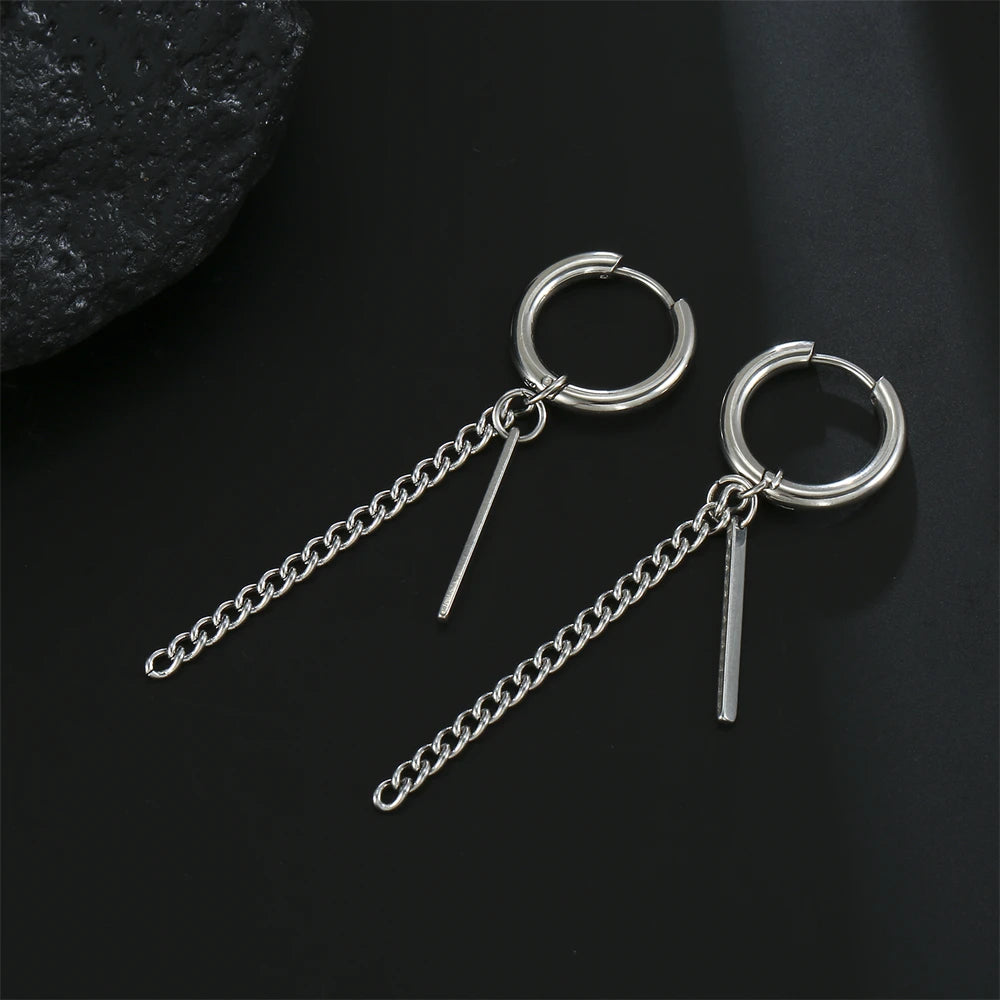 Amaxer minimalist ischen Stick Kette Ohrringe Edelstahl Quaste Creolen für Frauen Büro Dame Temperament Schmuck Geschenk