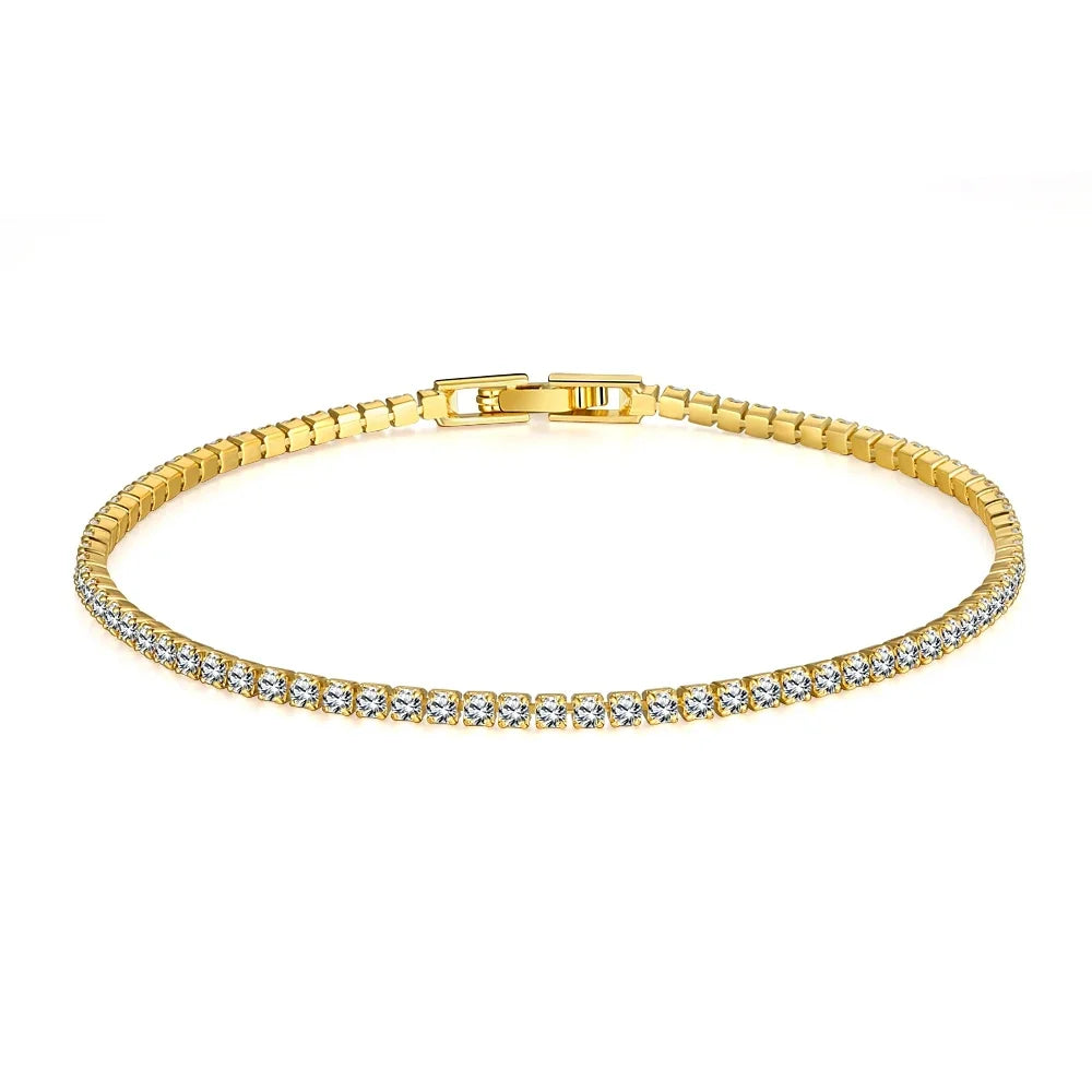 Sterling 925 Silber Schmuck 16 cm bis 19 cm Tennisarmband 2 mm Zirkonia Jubiläumsgeschenk Echtes Sterling Silber Armband